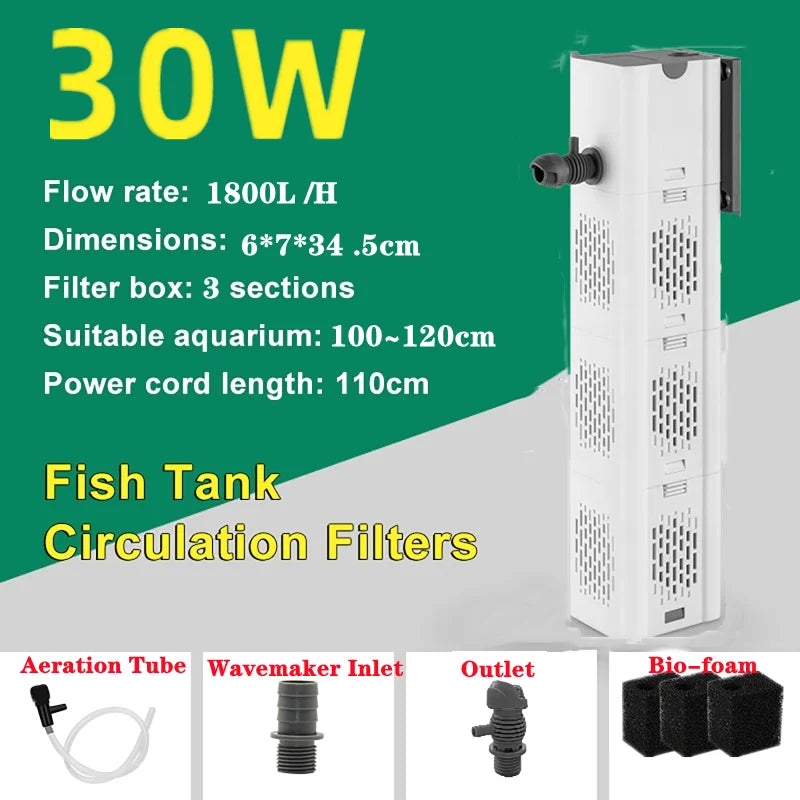 Aquarium Hang-On Filter Pump | Silent, Multi-Function 220V Aquarium Filter Pump QXL 30W 220v