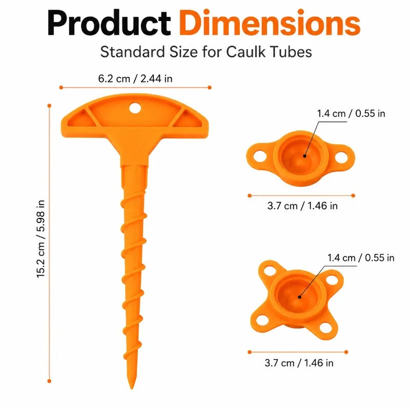 Reusable Caulk Tube Cap & Nozzle Cleaner Set | DIY Sealant Caulk Nozzle Cap Set QXL