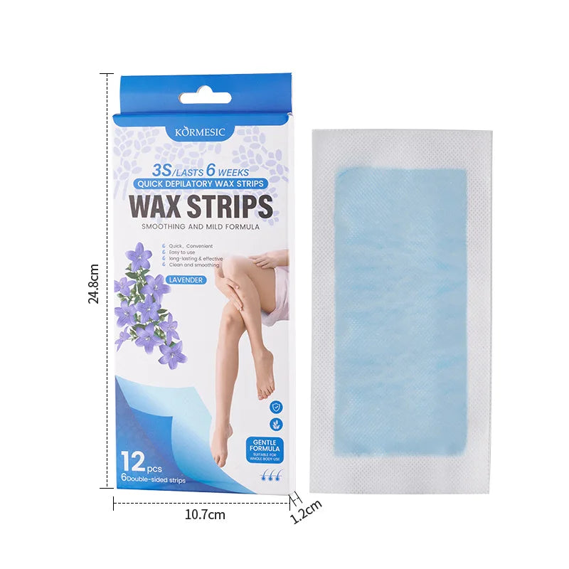 12-Pack Double-Sided Cold Wax Strips for Leg & Body Hair Cold Wax Strips QXL Lavender