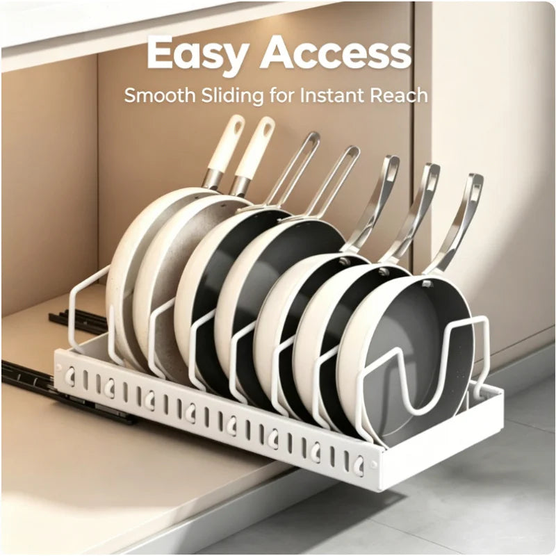 Under Cabinet Pull-Out Storage Tray | 8 Adjustable Dividers Cabinet Storage Rack QXL