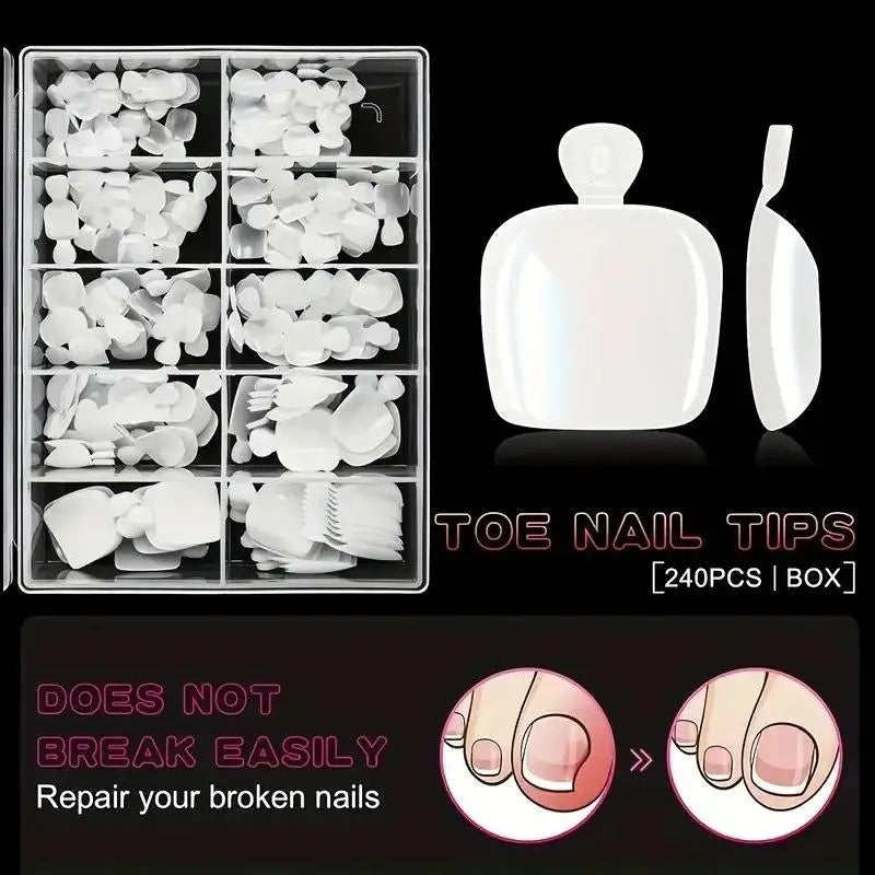 120-Pack Short Square Press-On Toenail Tips | Full Cover Gel Press-On Toenail Tips QXL