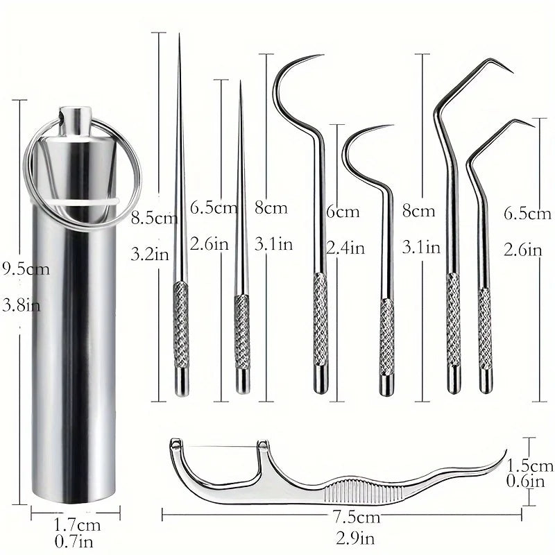 Reusable Stainless Steel Toothpick Set | Pocket Carry Case Reusable Toothpick Set QXL