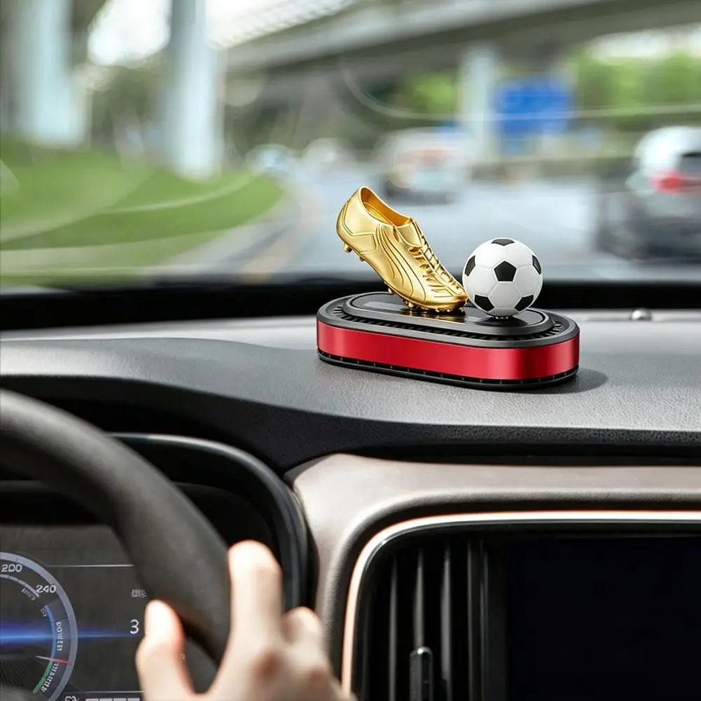Solar Rotating Football Car Air Freshener | Golden Boot Decor Car Air Freshener QXL