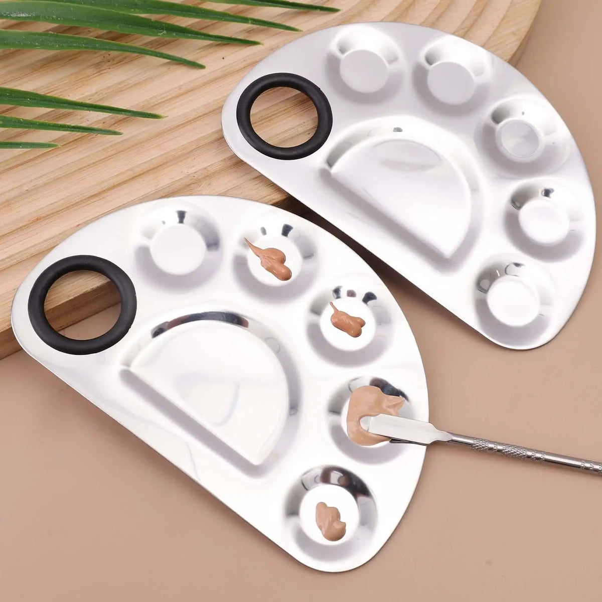 Stainless Steel Makeup Mixing Palette & Spatula Set Makeup Mixing Palette QXL Default Title