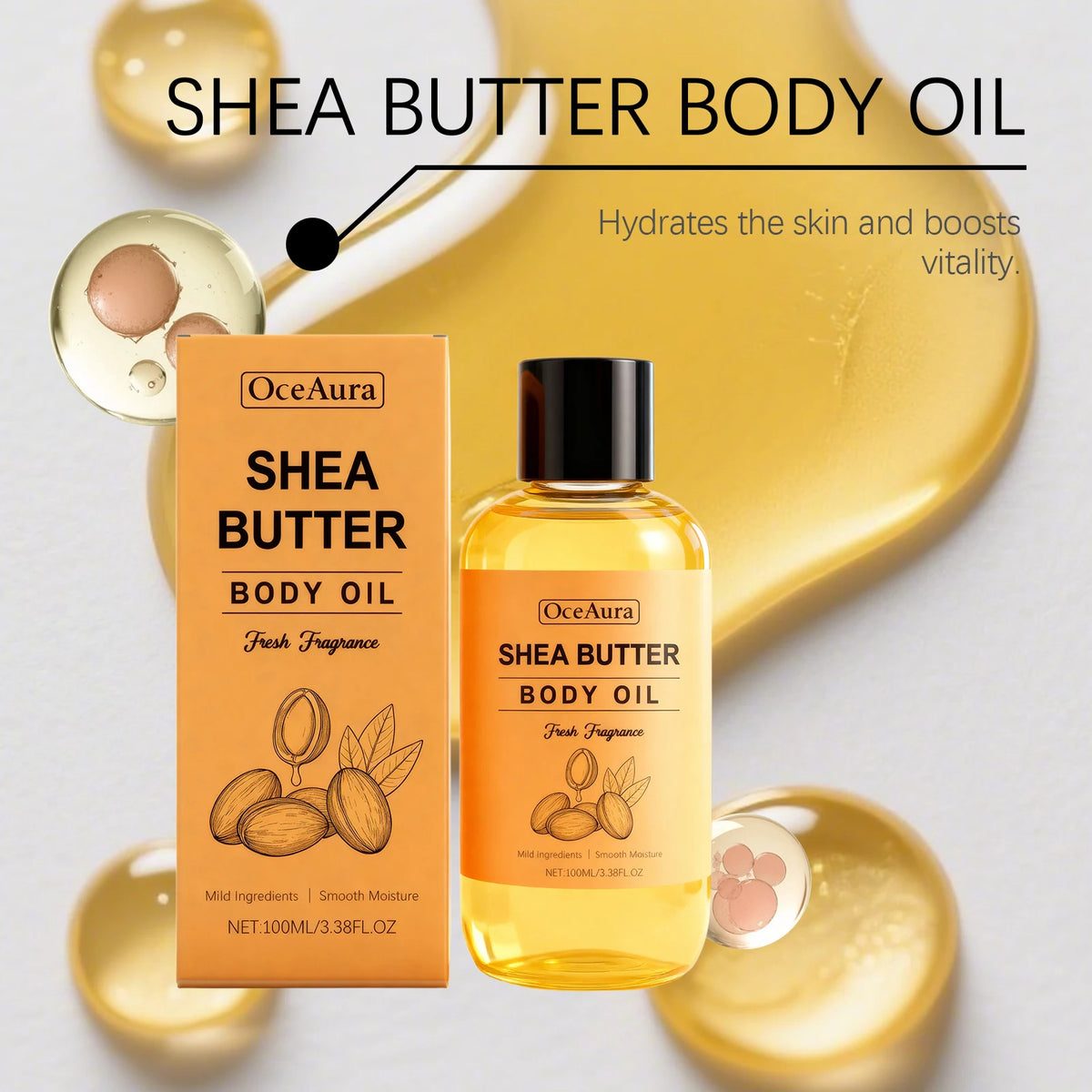 OceAura Shea Butter Massage Oil | Deep Moisture All Skin Types Body Massage Oil QXL