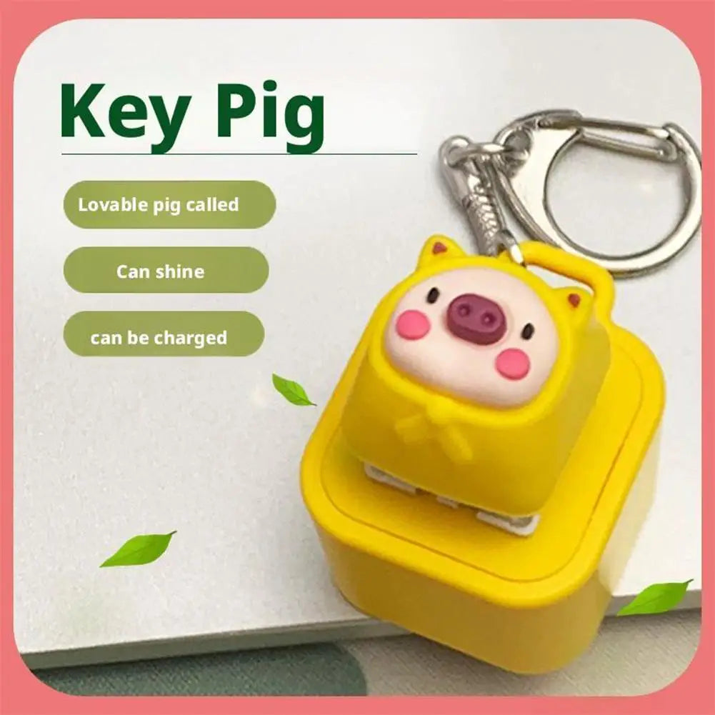 LED Frog Keycap Clicker Keychain | Sound & Light Button Toy Novelty Clicker Keychain QXL