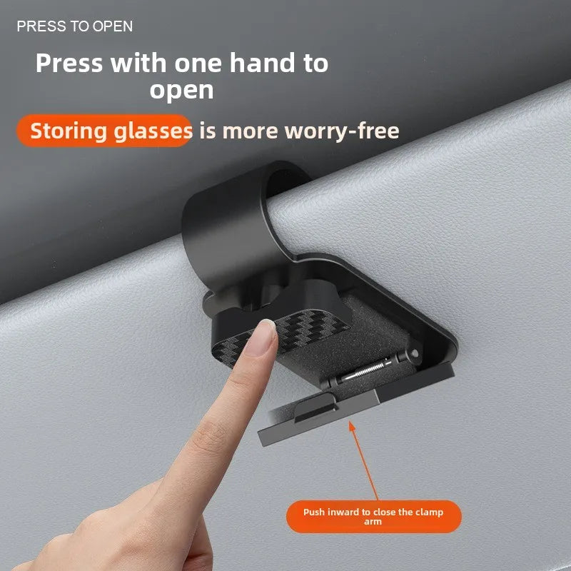 Car Sun Visor Sunglasses Clip & Card Holder – Carbon Fiber Car Visor Organizer QXL
