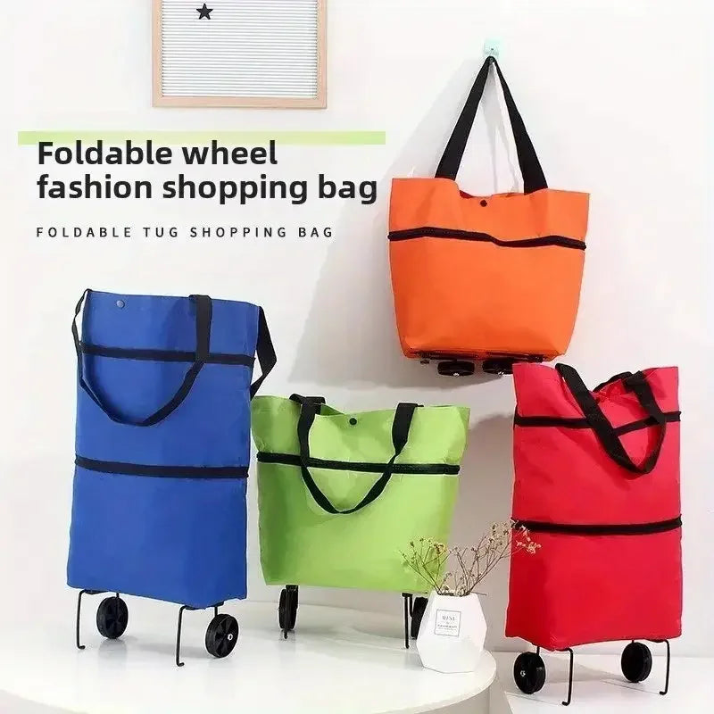 Heavy-Duty Foldable Shopping Cart | Wheeled Grocery Trolley Foldable Shopping Cart QXL