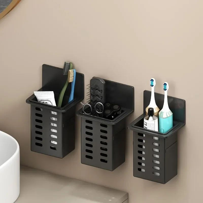 Wall-Mounted Toothbrush & Toothpaste Holder Bathroom Rack Toothbrush Holder Rack QXL