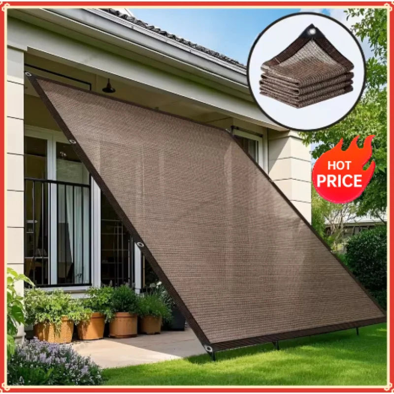 Brown UV Protection Sun Shade Sail Net | Multiple Sizes Outdoor Sun Shade Sail QXL