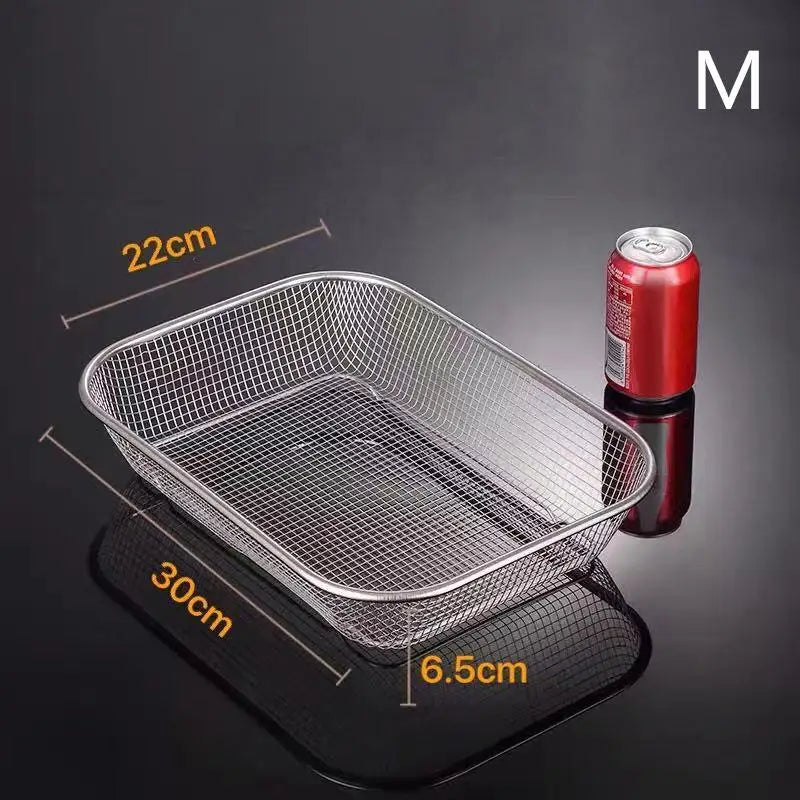 Stainless Steel Air Fryer Mesh Basket | Non-Stick Grill Tray Air Fryer Basket QXL M