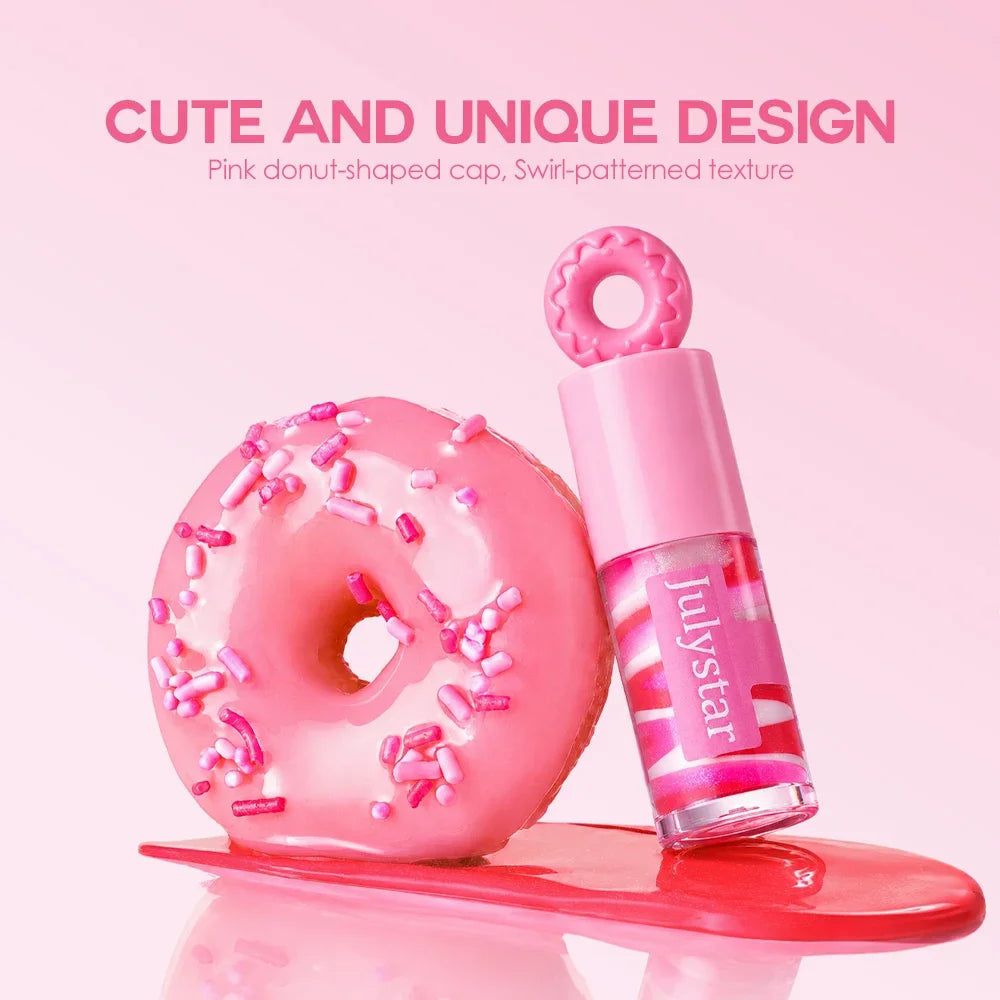Julystar Donut Cap Shimmer Lip Gloss | Hydrating Lip Oil Shimmer Lip Gloss QXL
