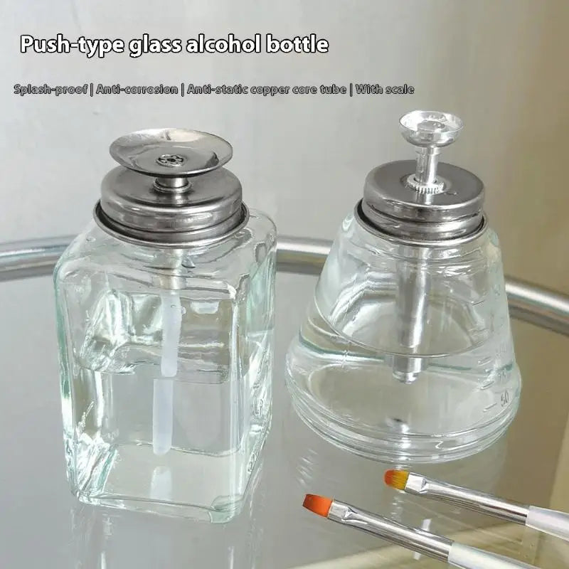 100ml Refillable Glass Press Pump Bottle for Nail Art Remover Nail Pump Dispenser QXL
