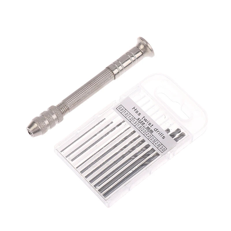 Mini Hand Drill Set | Twist Drill Bits & Pin Vice Tool Manual Hand Drill QXL A3