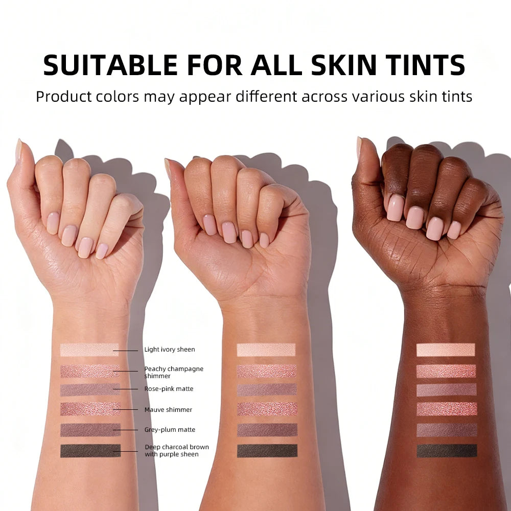 6-Color Nude Eyeshadow Palette – Matte & Shimmer Blendable Eyeshadow Palette QXL