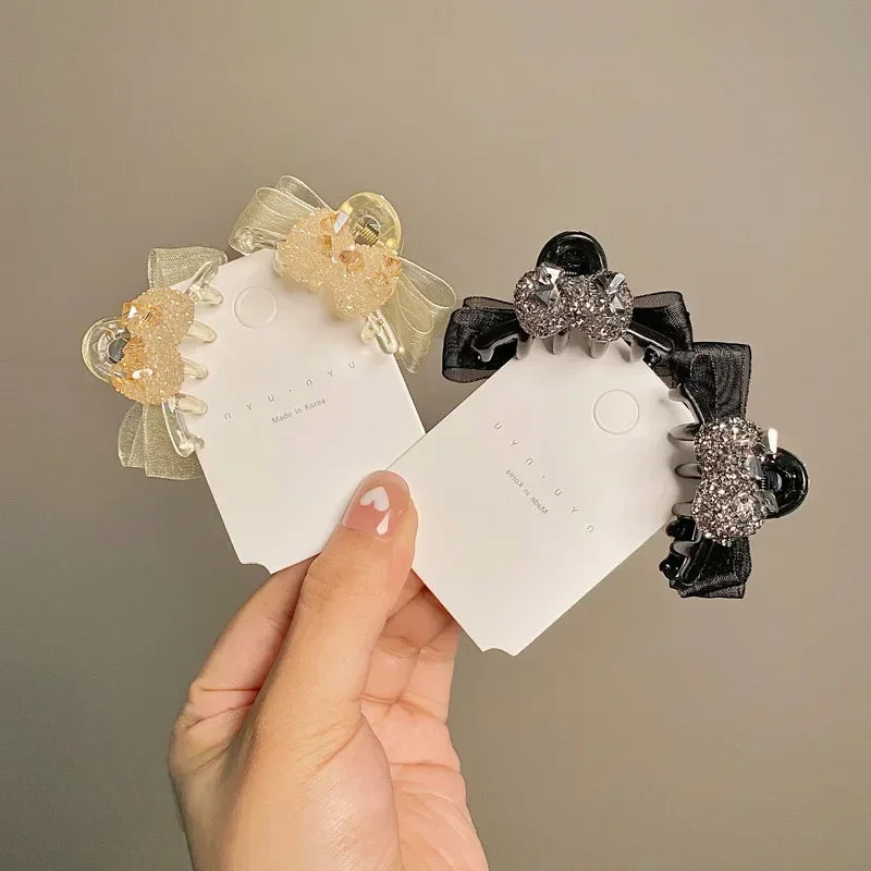 Mesh Bow Vintage Hair Claw Clip | Retro Hairpin for Women Hair Claw Clip QXL