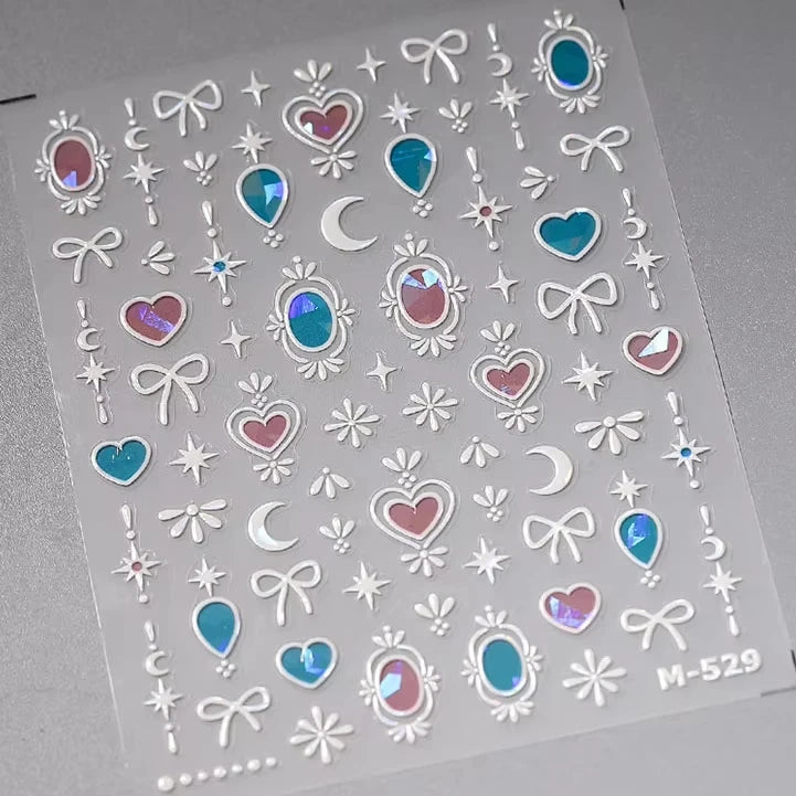 5D Laser Silver Nail Stickers | Unicorn Moon Butterfly Decals Nail Stickers & Decals QXL M529