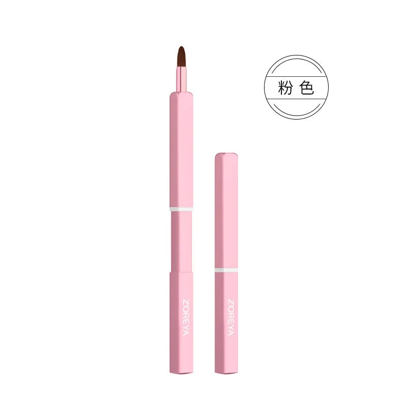 Zoreya Retractable Mini Lip & Concealer Brush | Portable Retractable Lip Brush QXL pink