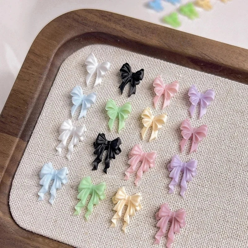 20-Pc 3D Resin Ribbon Bow Nail Charms | 2 Sizes, Colorful 3D Nail Charms QXL