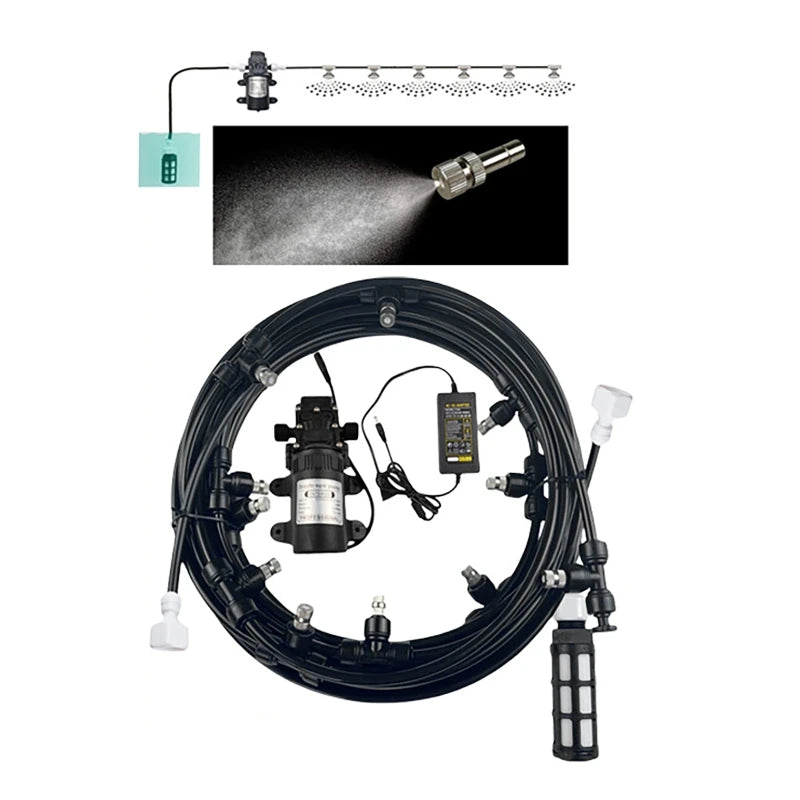 18M Garden Misting System – Electric Pump & 26 Nozzles Garden Misting System QXL