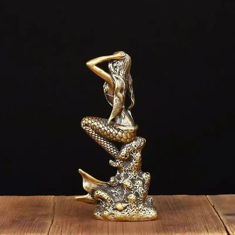Mini Brass Mermaid Figurine Statue | Home Décor & Gift Decorative Figurine QXL