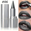 Matte Metallic Black Lipstick | Waterproof Long-Lasting Lip Color Metallic Matte Lipstick QXL 06