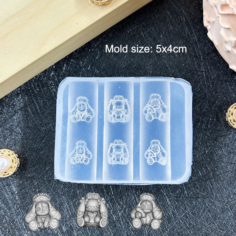 3D Silicone Nail Mold | Cartoon Bow & Rabbit DIY Charms Nail Art Mold QXL A4