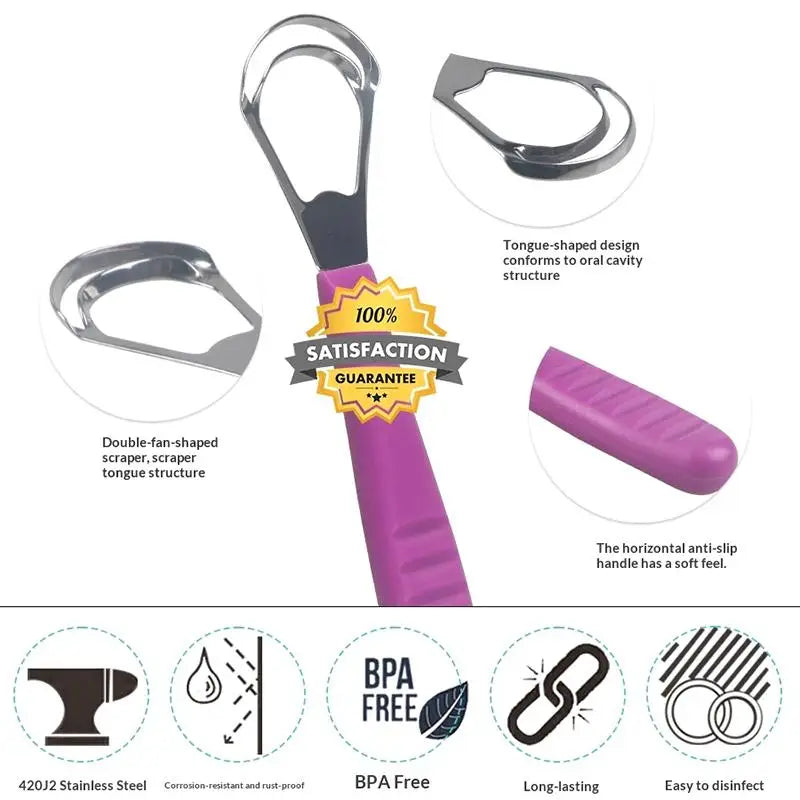 DIKALU Stainless Steel Tongue Scraper for Fresh Breath Tongue Scraper QXL