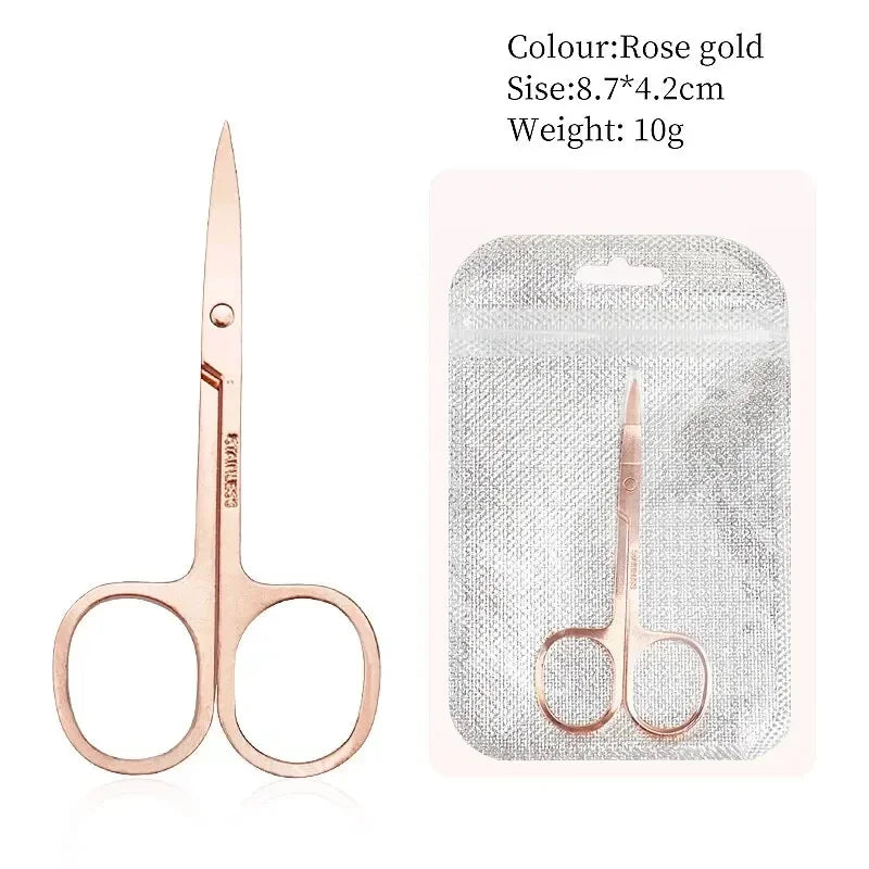 Stainless Steel Eyebrow & Nose Hair Scissors | VVOCCI Grooming Scissors QXL M108 Rose Gold