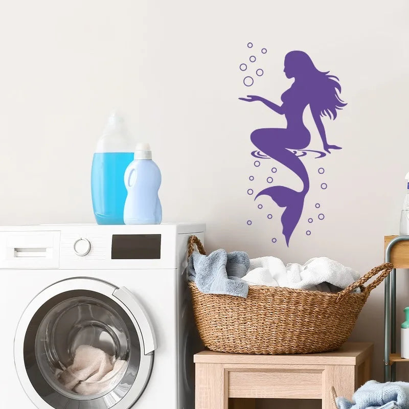Mermaid Wall Decals Peel & Stick Ocean Stickers for Nursery Wall Decal Stickers QXL