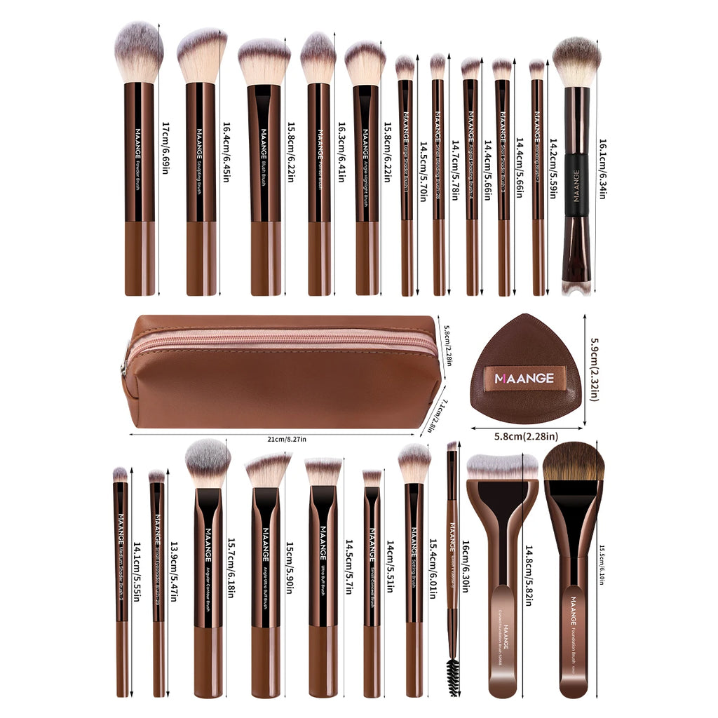 MAANGE 24-Piece Makeup Brush Set | Foundation, Eye & Blush Makeup Brush Set QXL