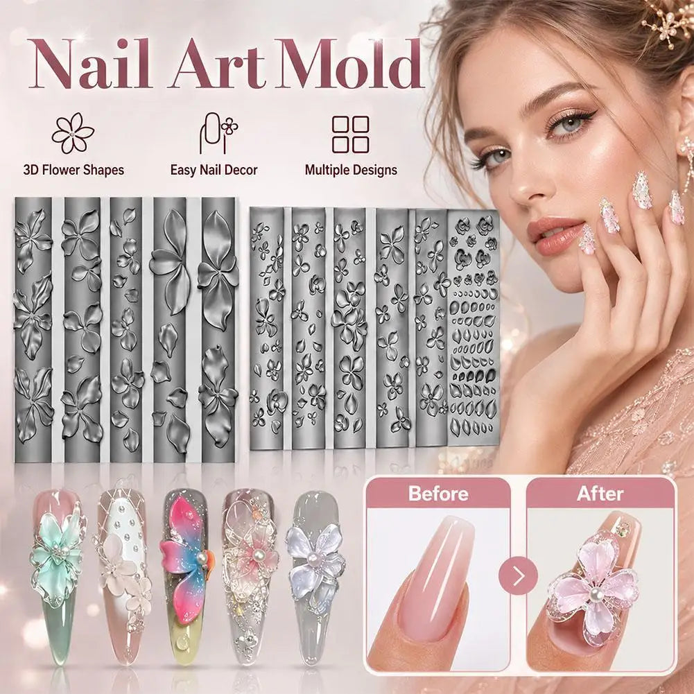 3D Flower Silicone Nail Art Mold | Bowknot Carving Template Nail Art Mold QXL