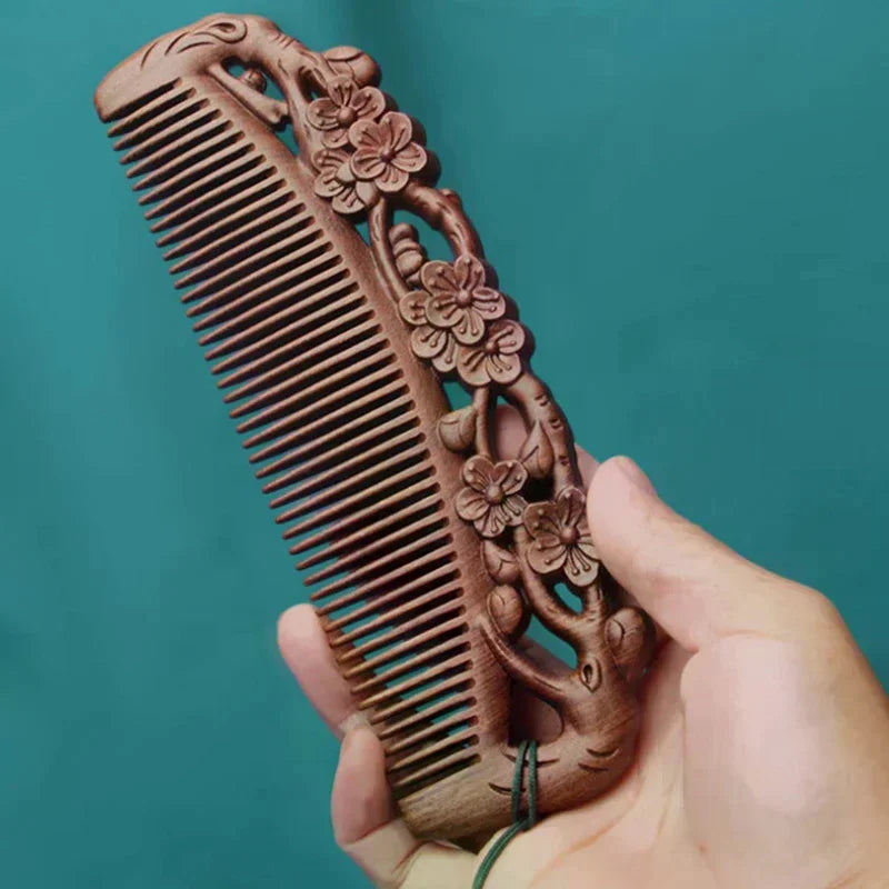 Sandalwood Hand-Carved Hair & Beard Comb | Anti-Static Wooden Hair Comb QXL