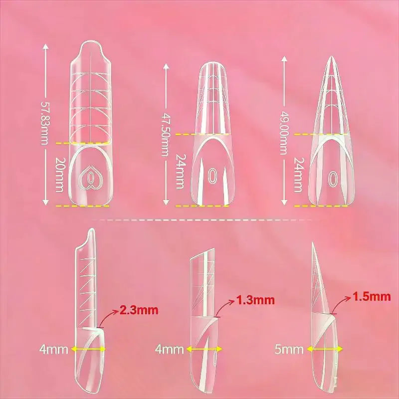 150-Pc Transparent Dual Nail Forms | 15 Sizes French Tip Nail Extension Forms QXL