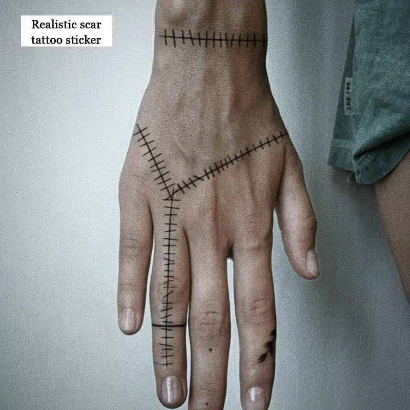 Realistic Scar Temporary Tattoo | Waterproof Semi-Permanent 15 Days Temporary Tattoo Sticker QXL