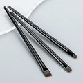 3-Piece Angled Eyeliner & Eyebrow Brush Set | Ultra-Thin Eye Makeup Brush Set QXL black