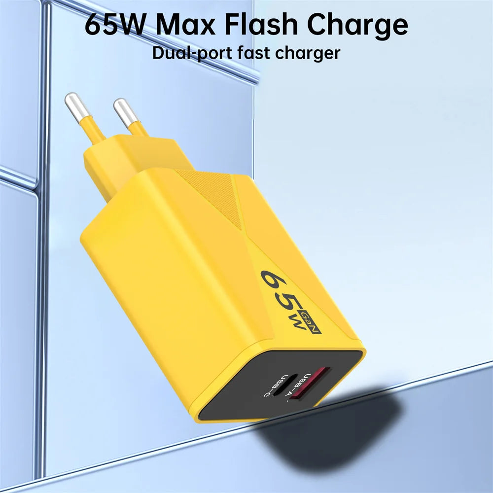 65W GaN USB-C Fast Charger PD3.0 | EU US UK Wall Adapter USB-C Wall Charger QXL
