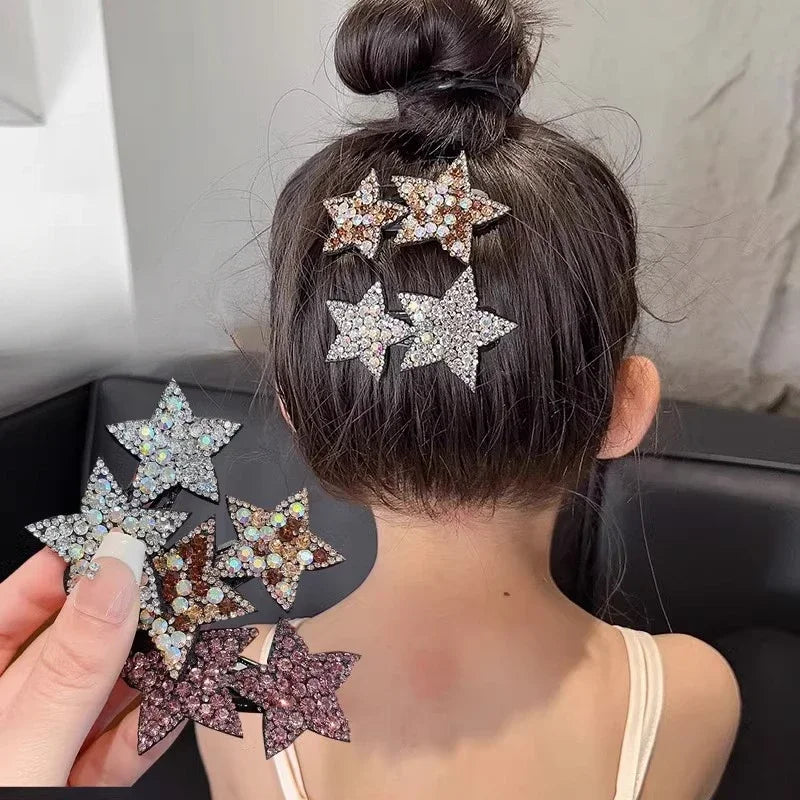 Princess Star Hair Clip for Girls – Rhinestone Pentagram Barrette Girls Hair Clip QXL