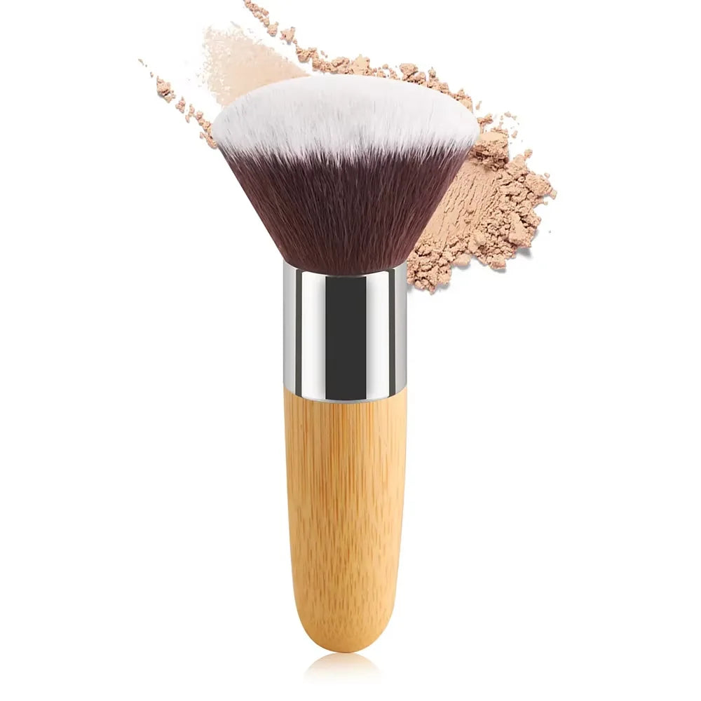 Flat Top Makeup Brush – Foundation, Powder & Blush | Bamboo Makeup Brush QXL
