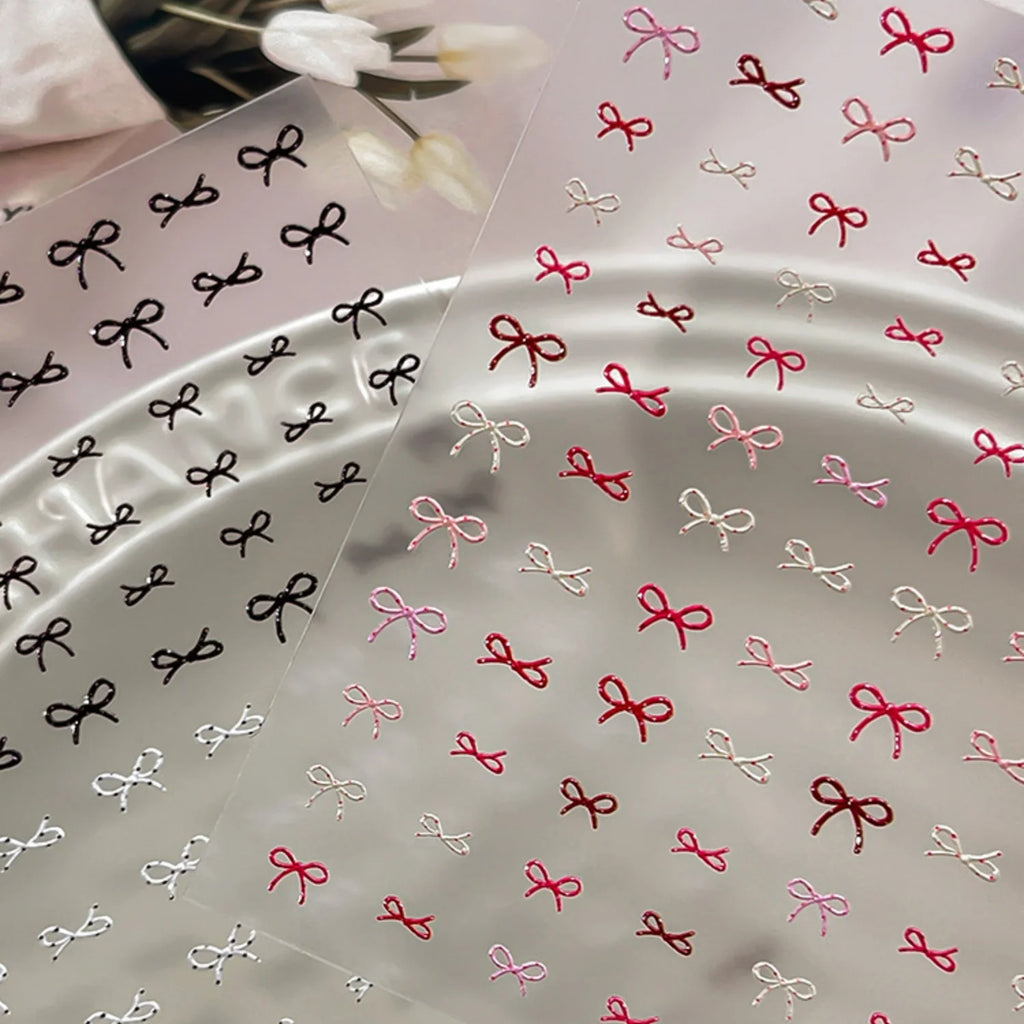 5D French Ballet Nail Stickers – Bow & Thin Line Nail Decals Nail Art Stickers QXL