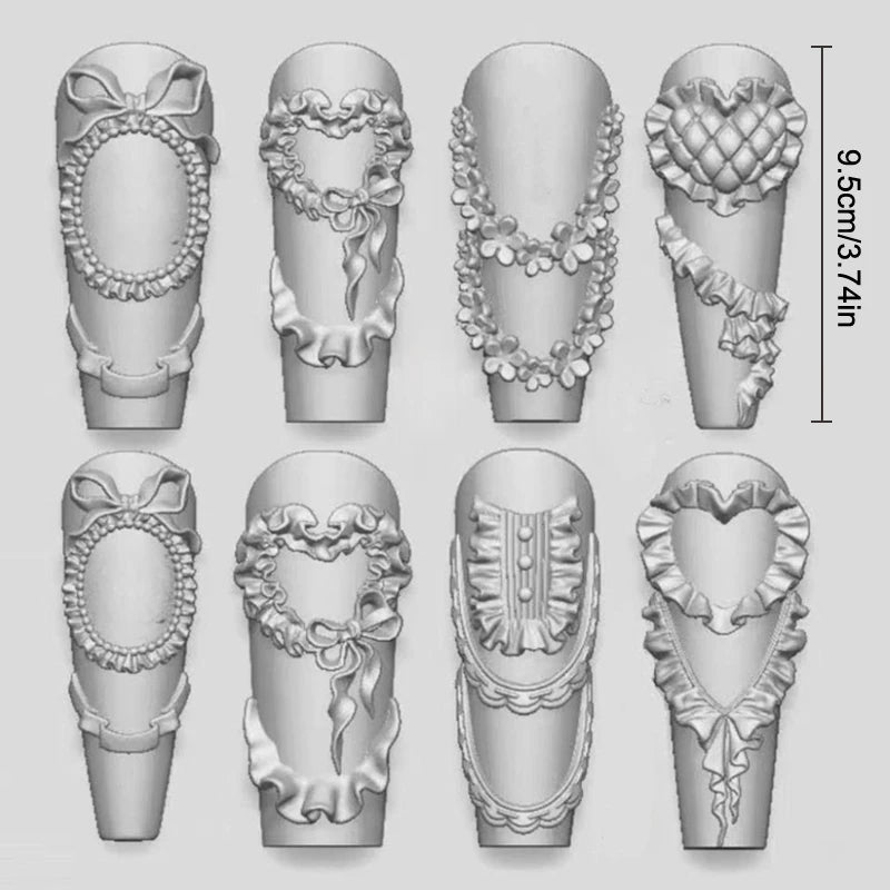 Bow & Flower Silicone Nail Art Mold | 3D DIY Manicure Silicone Nail Mold QXL