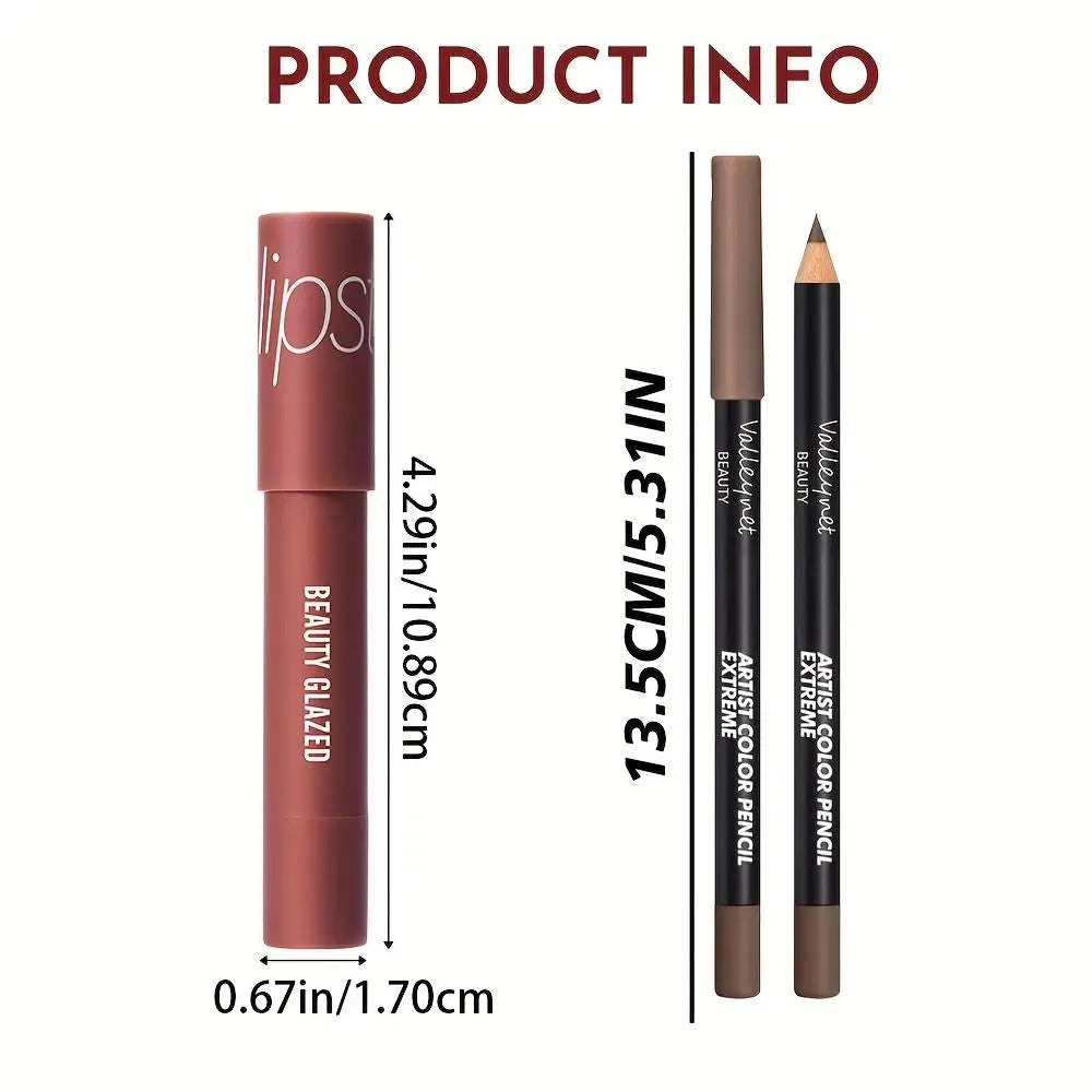 Matte Lip Liner & Gloss Set – Waterproof, Nude, Long-Lasting Lip Liner & Gloss Set QXL