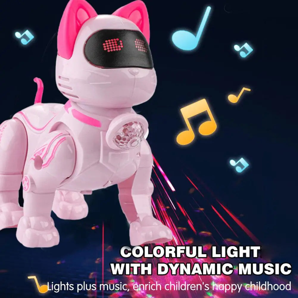 Pink Robotic Cat Toy with Lights & Music | Kids Gift Robotic Cat Toy QXL