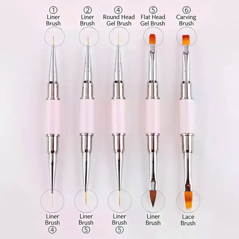 Dual-Ended Nail Art Liner Brush | UV Gel & Acrylic Tool Nail Art Brush QXL