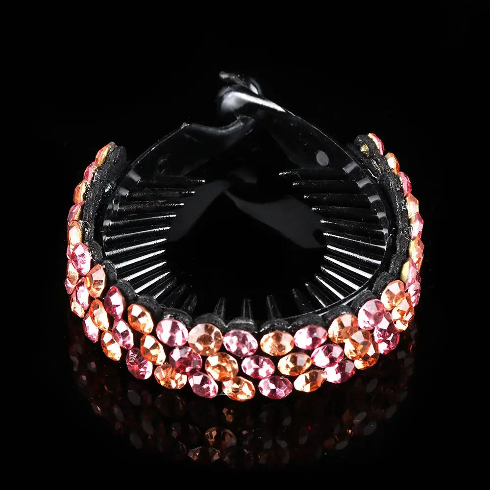 Rhinestone Flower Hair Claw Clip | Crystal Bun Maker Hairpin Crystal Hair Claw Clip QXL 04
