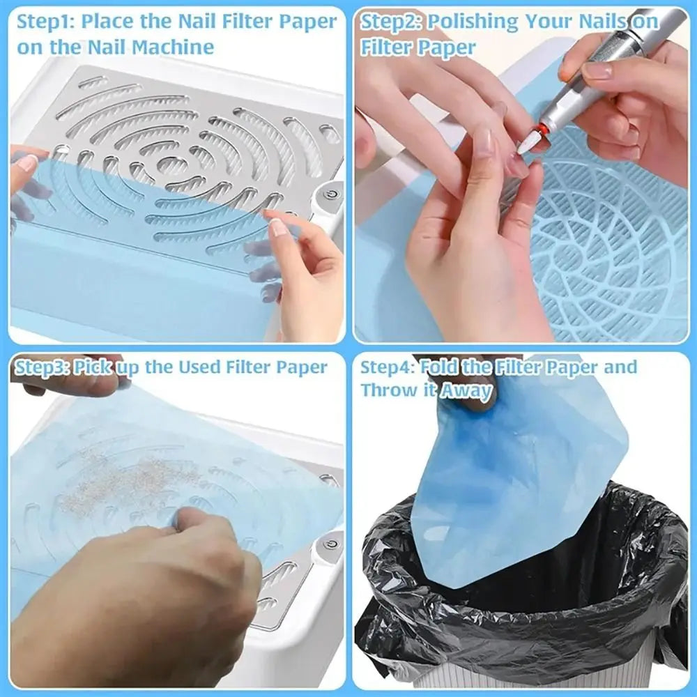 100-Pack Nail Dust Collector Filter Pads | Non-Woven Pink Blue White Nail Vacuum Filter Pads QXL