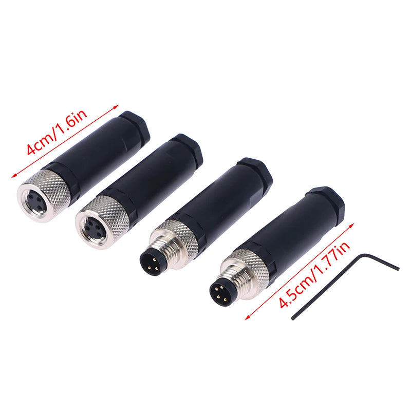 M8 Waterproof Sensor Connector 3/4 Pin Male Female Flange Socket Sensor Connector QXL