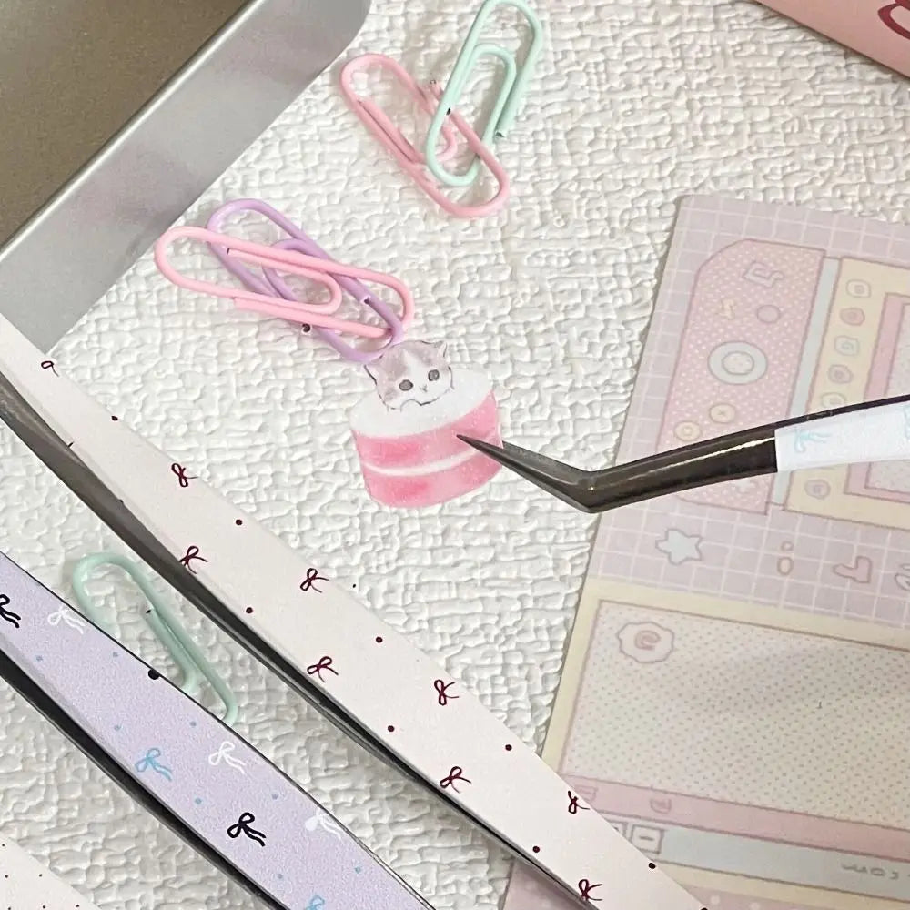 Curved Stainless Steel Eyelash Tweezers | Anti-Static Cartoon Eyelash Tweezers QXL