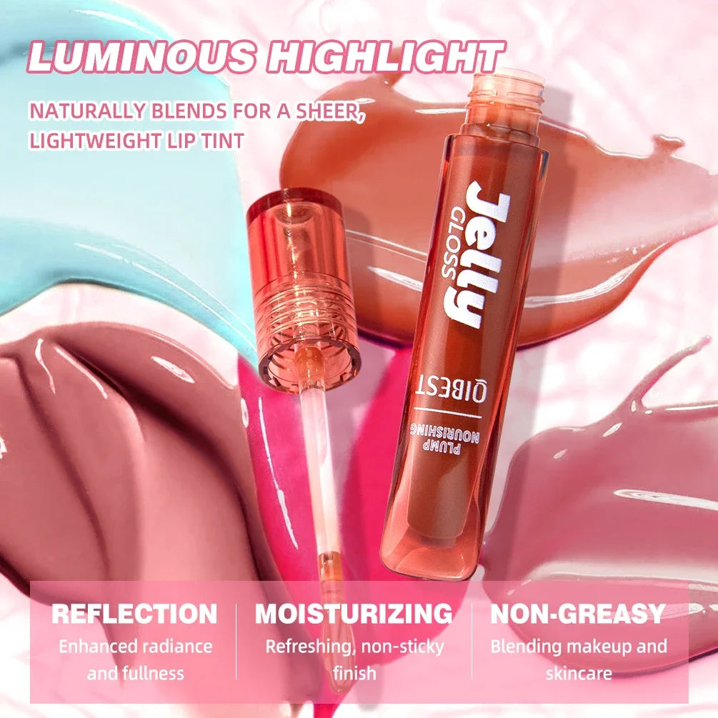 QIBEST Mirror Jelly Lip Gloss | Tinted Hydrating Lip Oil Jelly Lip Gloss QXL