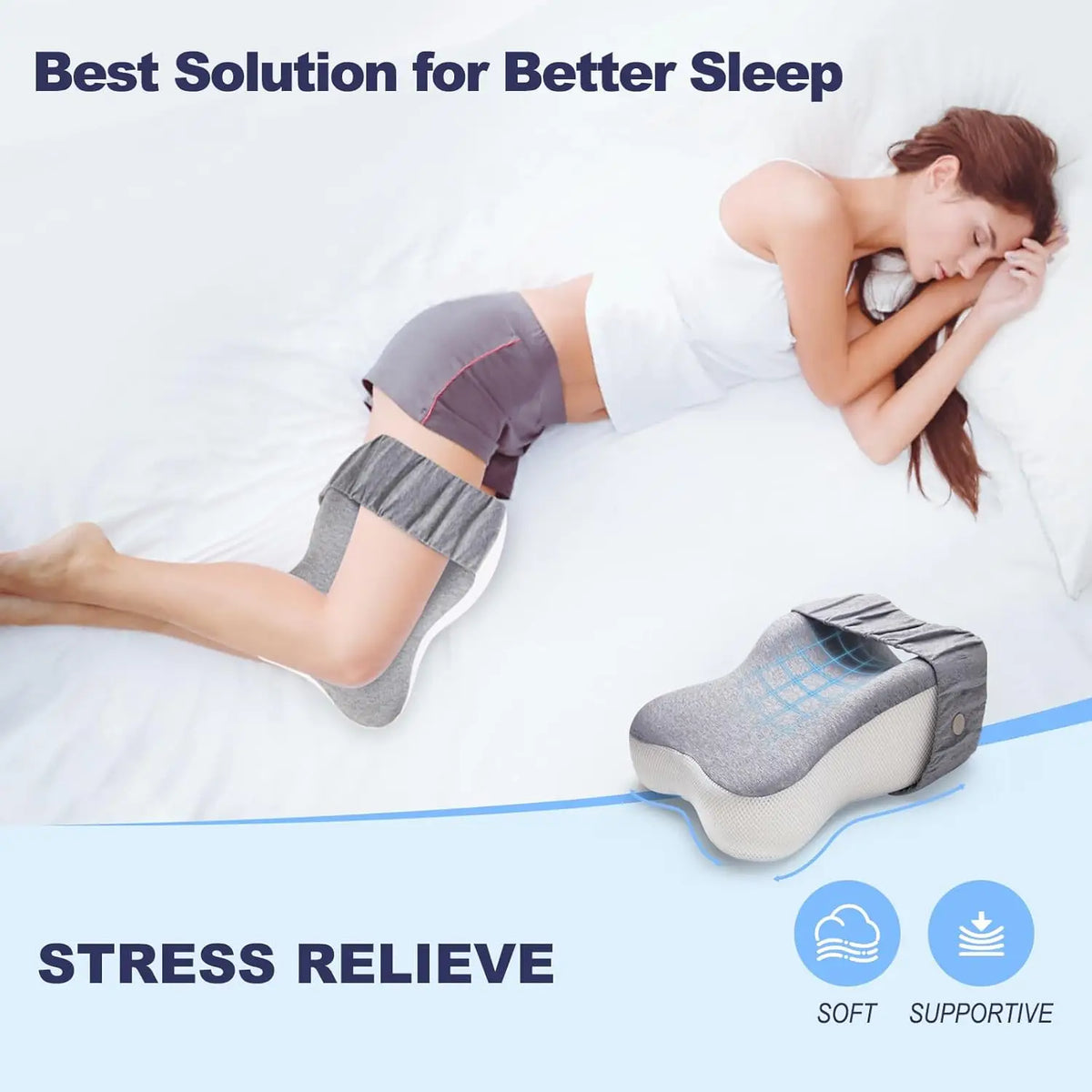 Memory Foam Knee Pillow for Side Sleepers & Pregnancy Support Knee Support Pillow QXL